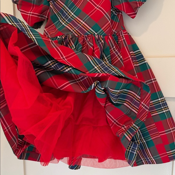 Janie and Jack Red Plaid Holiday Dress Size 4 Girls Tulle Lined Christmas Party - Picture 4 of 8